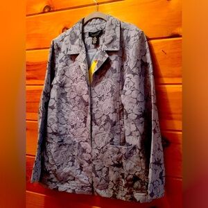 Dialogue Jacket Floral Jacquard QVC Blazer Open Style Blue Size 14 New